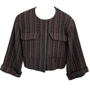 Vintage PEABODY HOUSE 100% Wool Crop Collarless Blazer, 11/12